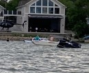Ford Raptor and Jeep Wrangler sink trying to pull Pavati wakeboat to safety