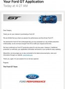 2017 Ford GT application response letter