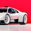 Forged Carbon Ferrari FX355 slammed widebody street legal rendering by hakosan_design