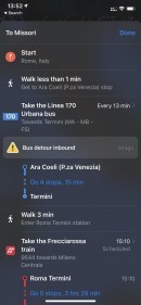 Apple Maps Transit tab in Italy