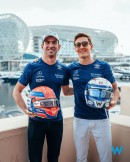 Nicholas Latifi and George Russel swap signed helmets to say goodbye to each other