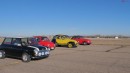 VW Beetle, Fiat 500, Mini Cooper, Citroen 2 CV drag race