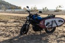 Yamaha XSR125 with a surfboard on its side