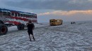 Freedom Bus owned by Heavy D Sparks of the Diesel Brothers goes out on Bonneville Salt Flats to recover a school bus