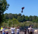 Franky Zapata and his flyboard during a demonstration in France