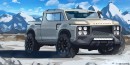 Land Rover Defender full-size pickup truck rendering