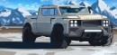 Land Rover Defender full-size pickup truck rendering