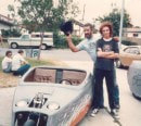 Ed Roth with a Top Hat and one of its hot rods