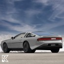 2022 DMC DeLorean EV with Z, C8, and Cybertruck cues rendering by KDesign AG