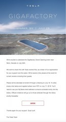 Gigafactory Grand Opening party invite