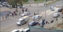 Girl Gets Mercedes Stuck in Wet Concrete in Belarus