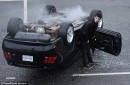 Grant Gustin Films Car Crash with Mustang