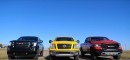GMC Sierra AT4, Nissan Titan Pro-4X and Ram Rebel Drag Race for No Reason