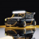 Austin Mini Cooper S slammed widebody gold/black rendering by demetr0s_designs