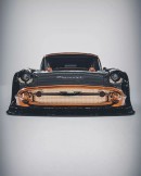 Gold/Carbon Supercharged Mid-Engine 1957 Chevy BEAUTY rendering by altered_intent