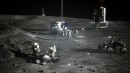 Astronauts on the Lunar South Pole