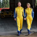 Google VP Benjamin Sloss Treynor and his wife, Kristine in racing suits