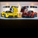 Google VP Benjamin Sloss Treynor and his wife, Kristine with the McLaren P1 and the LaFerrari