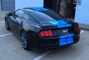 Grabber Blue stripes on black 2015 Ford Mustang GT Fastback