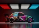 Graffiti-Bombed VW Beetle widebody restomod rendering by demetr0s_designs