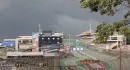 The wind ripped off the roof of the grandstand at the Interlagos circuit