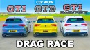 Volkswagen Golf GTI Clubsport Vs GTD Vs GTI drag race