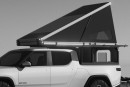 Hardsider pop-up pickup camper with innovative hard walls that fold
