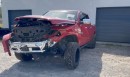 2015 Dodge Ram with severe front end damage is getting rebuilt