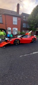 Ferrari SF90 Stradale after it crashed into five parked cars