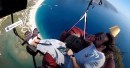 Professional paraglider's flying couch potato stunt