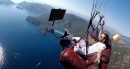 Professional paraglider's flying couch potato stunt