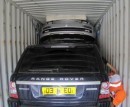 Stolen Range Rovers in a container