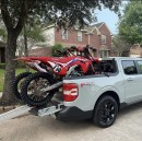 2022 Ford Maverick hauling two dirt bikes