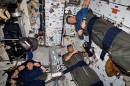 Astronauts sleeping in space