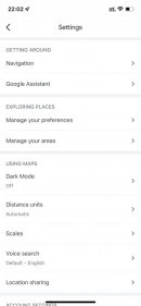 Modo oscuro de Google Maps en iPhone