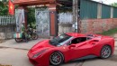 Homemade Ferrari 488 GTB is used to sell melons, helps move the entire inventory