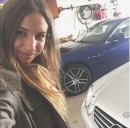 Alessia in her father's garage