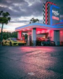 “House of Custom” Drive-In Diner hot rod and muscle car rendering by adry53customs