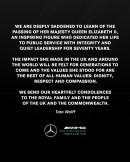 Mercedes-AMG F1's Message Regarding Queen Elizabeth II's Passing