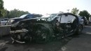 BMW 5 Series crashed at 65 mph against another vehicle traveling at 50 mph