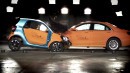 smart fortwo vs Mercedes-Benz S-Class crash test