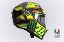 Bruises on Rossi's AGV Pista GP helmet