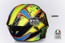 Impact and tire marks on AGV Pista GP helmet
