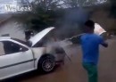 Car on fire in Brazil