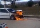 Car on fire in Brazil