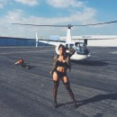 How to Advertise a Heli-Taxi: Hot Model Wearing Lingerie and a Jacket