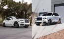 Ice White Rolls-Royce Cullinans lowered on black Forgiatos