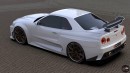 R34 Nissan Skyline GT-R CGI restomod by Evrim Ozgun