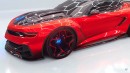 2023 Chevy Camaro ZL1 slammed widebody rendering by carmstyledesign