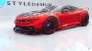 2023 Chevy Camaro ZL1 slammed widebody rendering by carmstyledesign